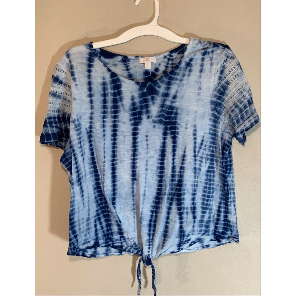 Blue tie-dye Short Sleeve Top